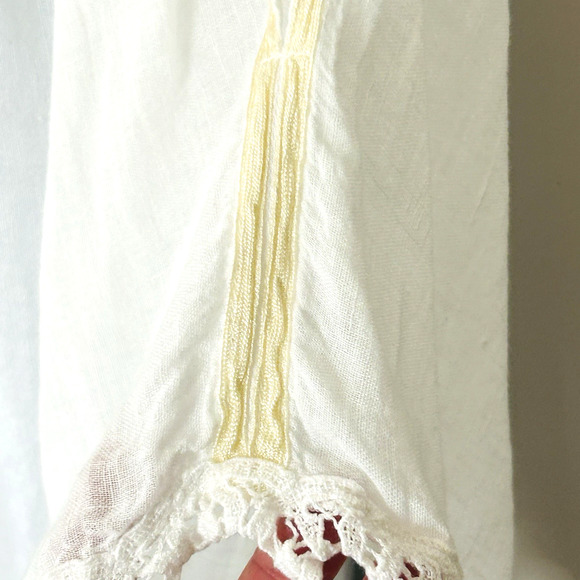 Sunday St Tropez White Linen Tunic M Beach Cover Up Slit Sleeves France Resort - Picture 5 of 8